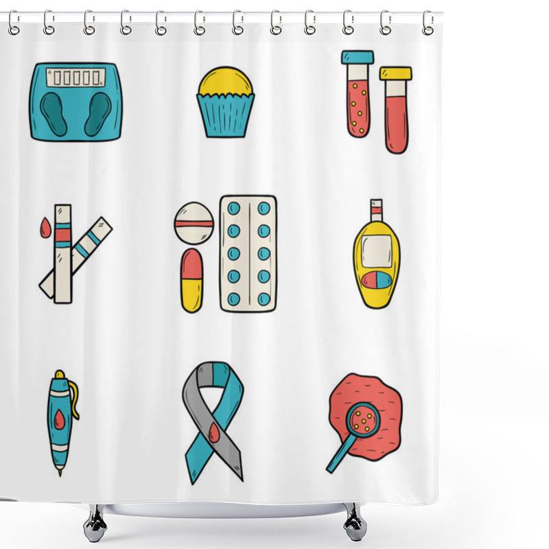 Personality  Diabetes Hand Drawn Icons Shower Curtains