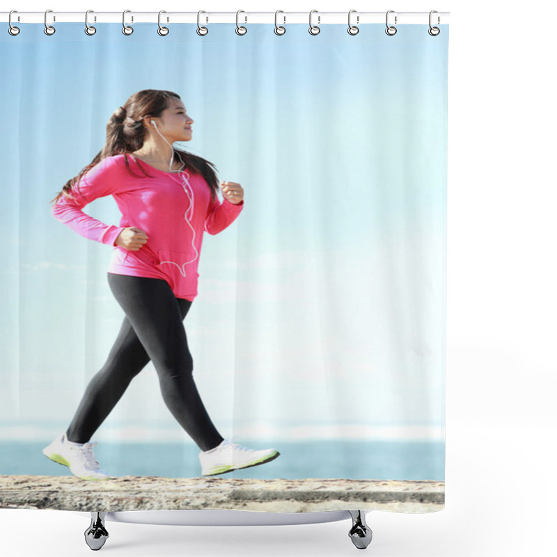 Personality  Brisk Walking On The Beach Shower Curtains