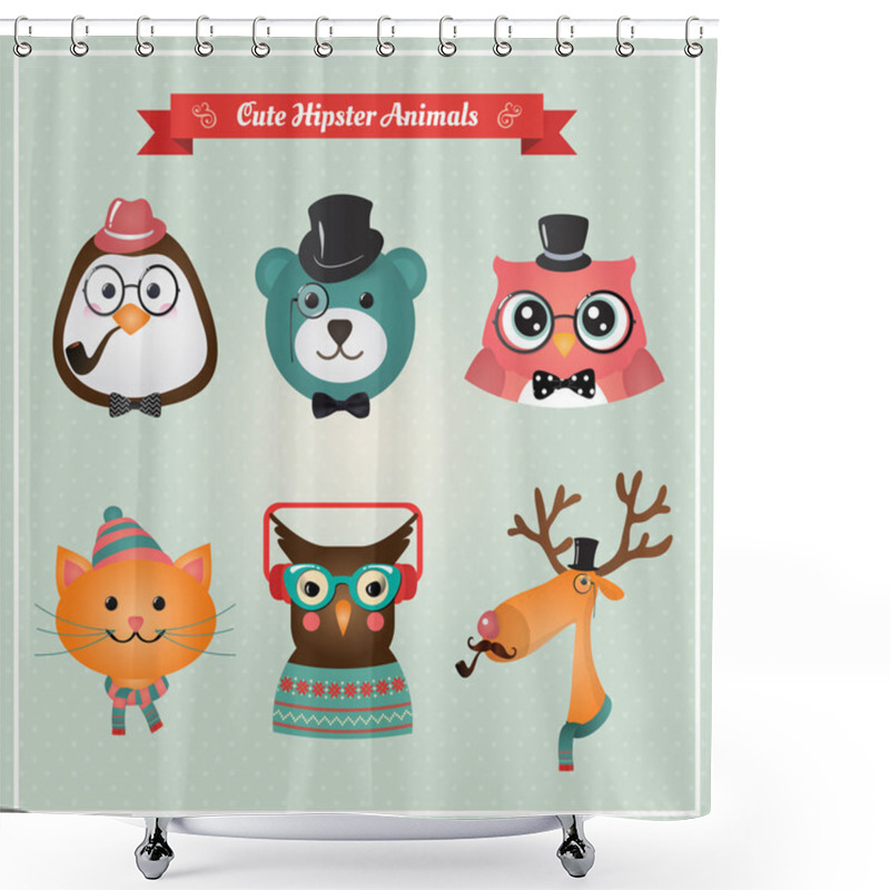 Personality  Cute Fashion Hipster Animals & Pets Shower Curtains