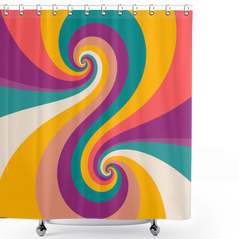 Personality  A Minimalistic Sixties Retro Art Style Background With Groovy Twisting Candy Stripes And Swirls Shower Curtains