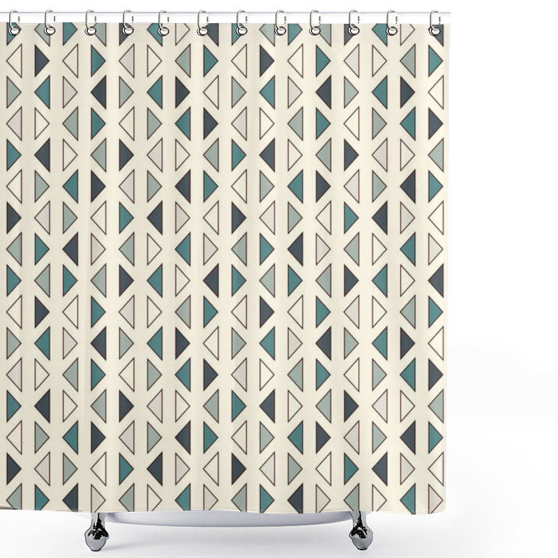 Personality  Repeated Triangles On White Background. Simple Abstract Wallpaper. Seamless Pattern Design With Geometric Figures. Shower Curtains