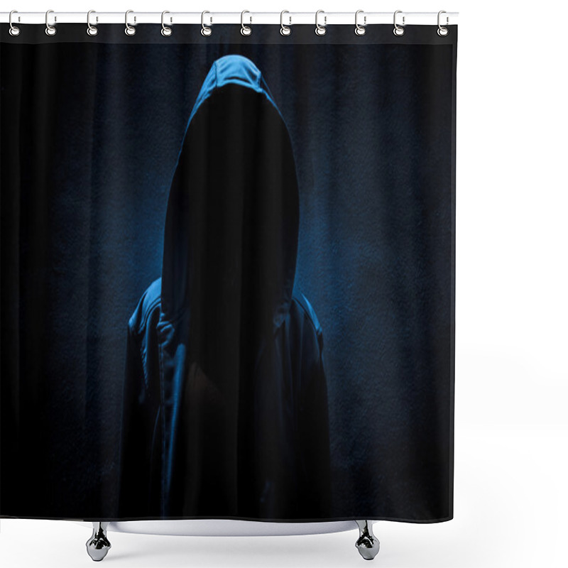 Personality  Woman Wearing Hoodie Hiding In The Dark,Scary Background For Book Cover Shower Curtains