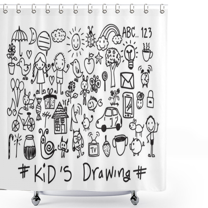 Personality  Kids And Children's Hand Drawings  Shower Curtains