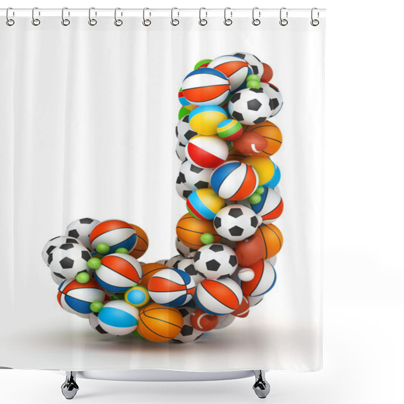 Personality  Letter J, Gaming Balls Alphabet Shower Curtains