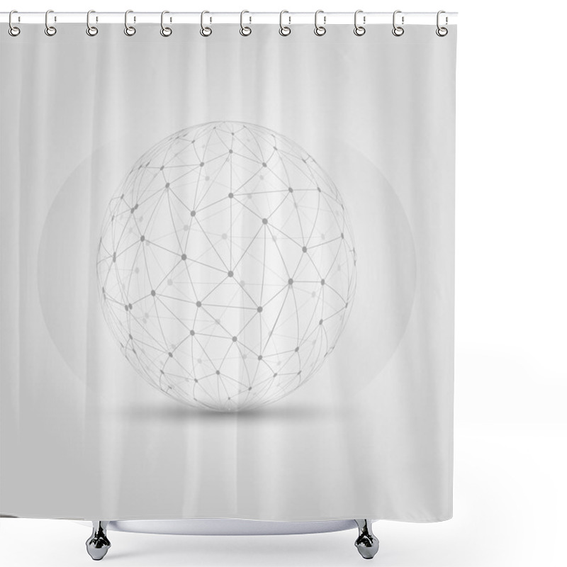 Personality  Ball Created From Messy Connected Dots Shower Curtains