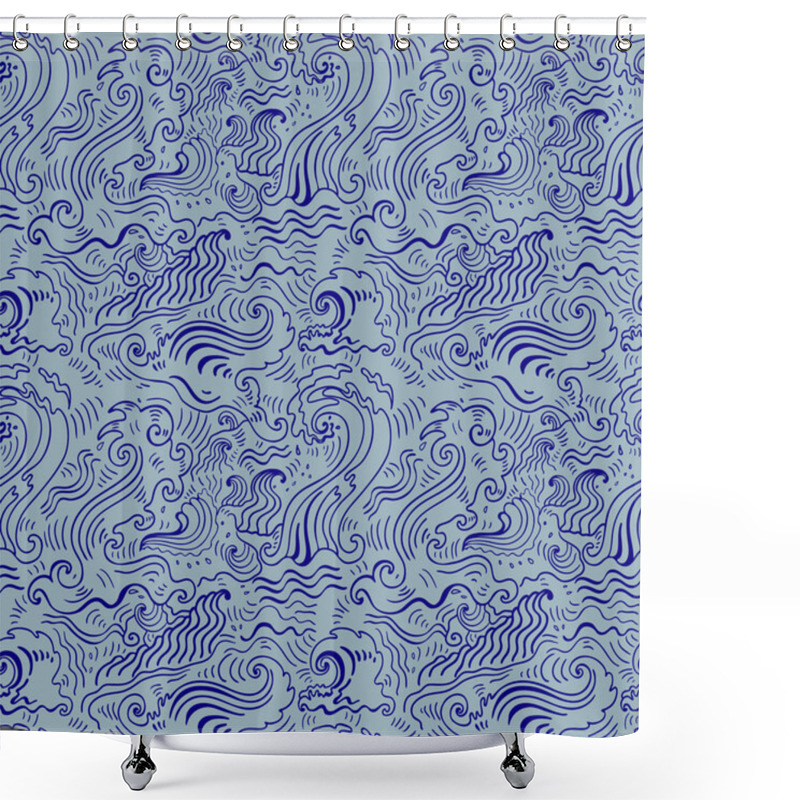 Personality  Sea Waves.  Seamless Background Shower Curtains