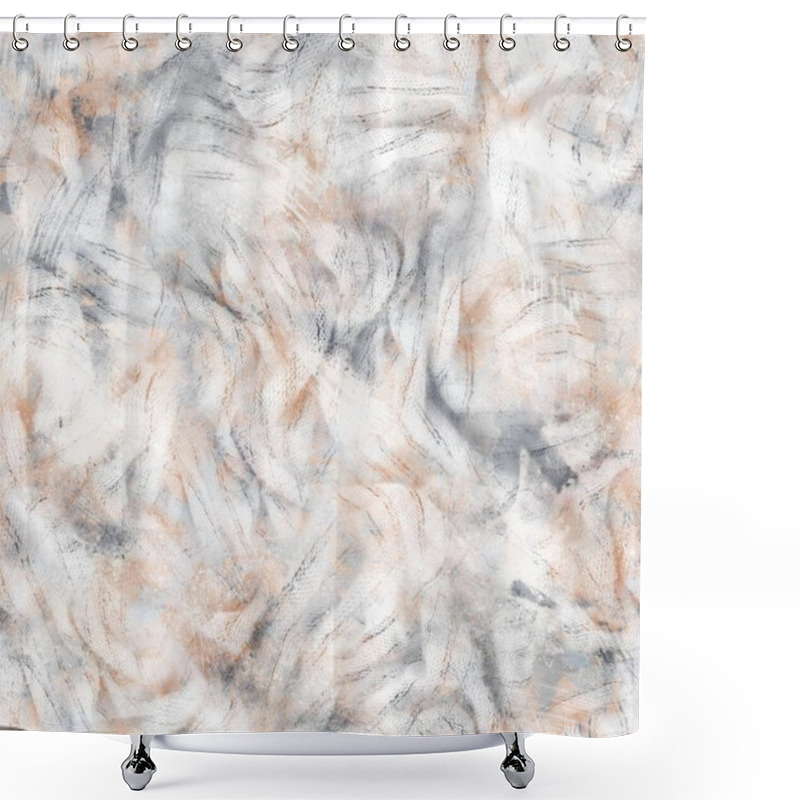 Personality  Seamless Neutral And White Grungy Classic Abstract Surface Pattern Design For Print. High Quality Illustration. Monochrome Earth Colored Design With White Pattern Design Overlay. Repeat Graphic Swatch Shower Curtains