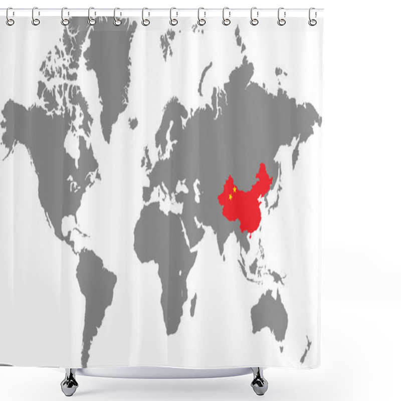 Personality  China In World Map, World Map, Geographic Map, China Map, China Border Line, Asia, Africa, Europe, North America, South America, Australia Oceania Shower Curtains