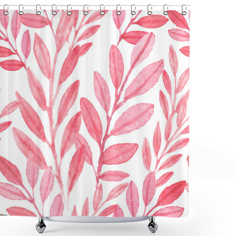 Personality  Seamless Vector Pink Pattern Of Leaves Shower Curtains