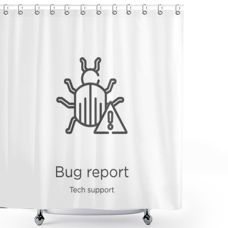 Personality  Bug Report Icon Vector From Tech Support Collection. Thin Line Bug Report Outline Icon Vector Illustration. Outline, Thin Line Bug Report Icon For Website Design And Mobile, App Development Shower Curtains