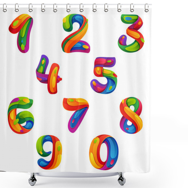 Personality  Numbers Set In Volume Splash Style Shower Curtains