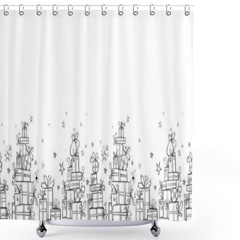 Personality  Christmas Tree Made Of Sawn Tree Branches And Little Birds Sitti Shower Curtains