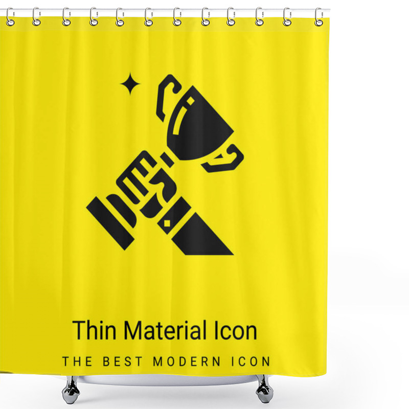 Personality  Award Minimal Bright Yellow Material Icon Shower Curtains