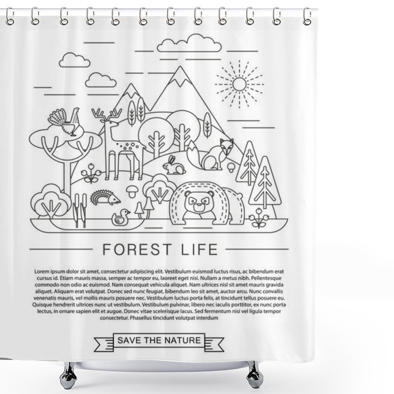 Personality  Vector Illustration Of Forest Life. Shower Curtains