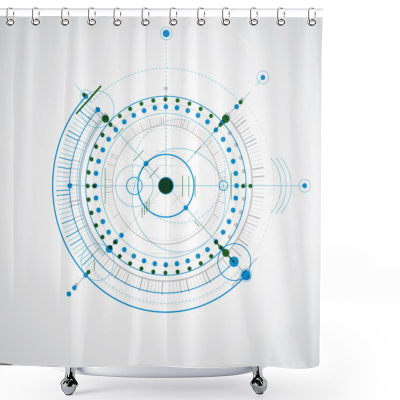 Personality  Technical Drawing With Lines And Geometric Circles. Shower Curtains