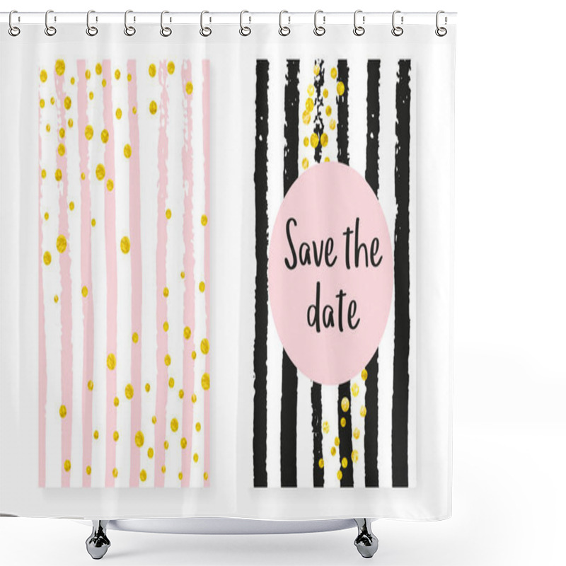 Personality  Wedding Card Invitation With Dots And Sequins. Bridal Shower Set Shower Curtains