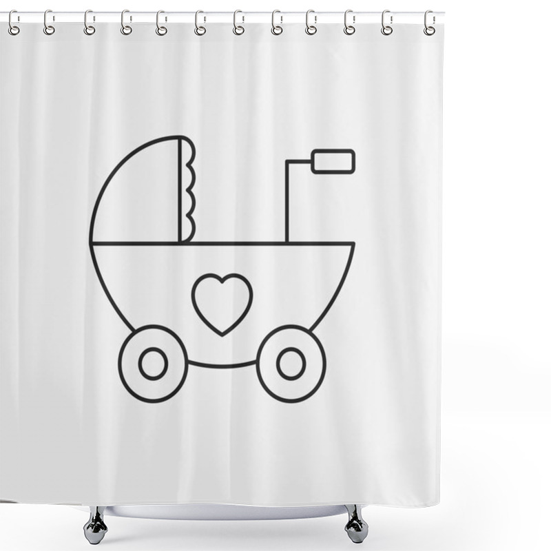 Personality  Baby Carriages Line Icon Shower Curtains