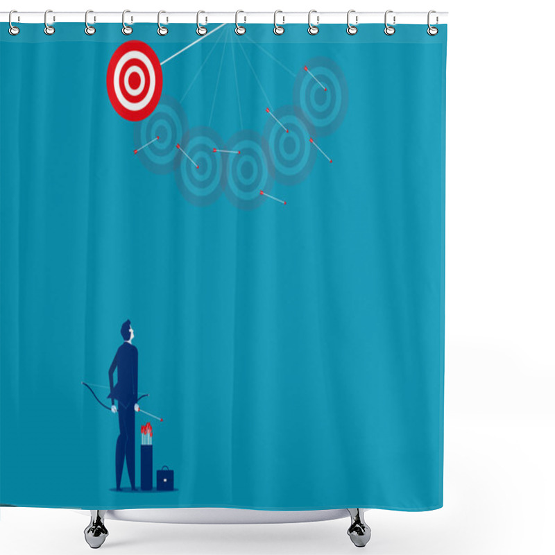 Personality  Businessman Shooting Arrows Missing Target. Concept Business Vector Illustration. Shower Curtains