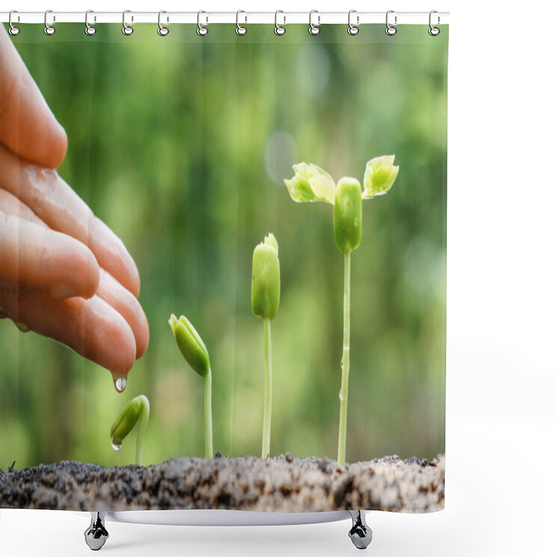 Personality  Hands Nurturing And Watering Young Plants Shower Curtains