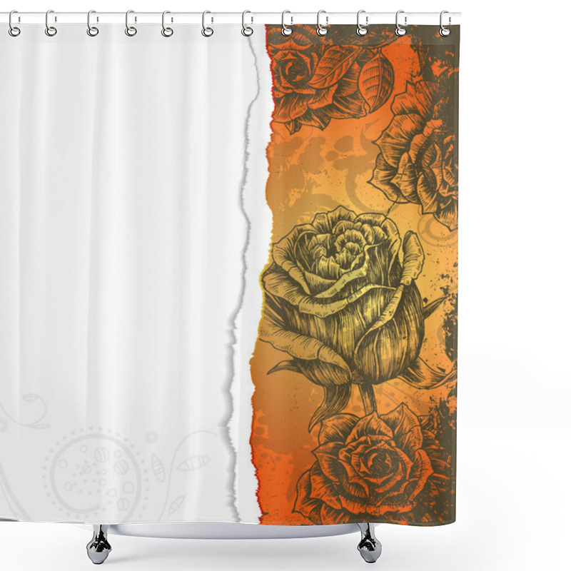 Personality  Torn Cardboard With Roses Shower Curtains