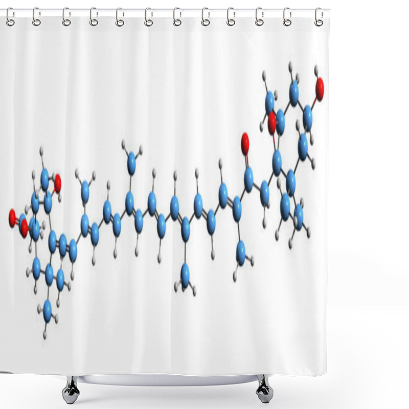 Personality   3D Image Of Fucoxanthin Skeletal Formula - Molecular Chemical Structure Of  Pigment Xanthophyll Isolated On White Background Shower Curtains