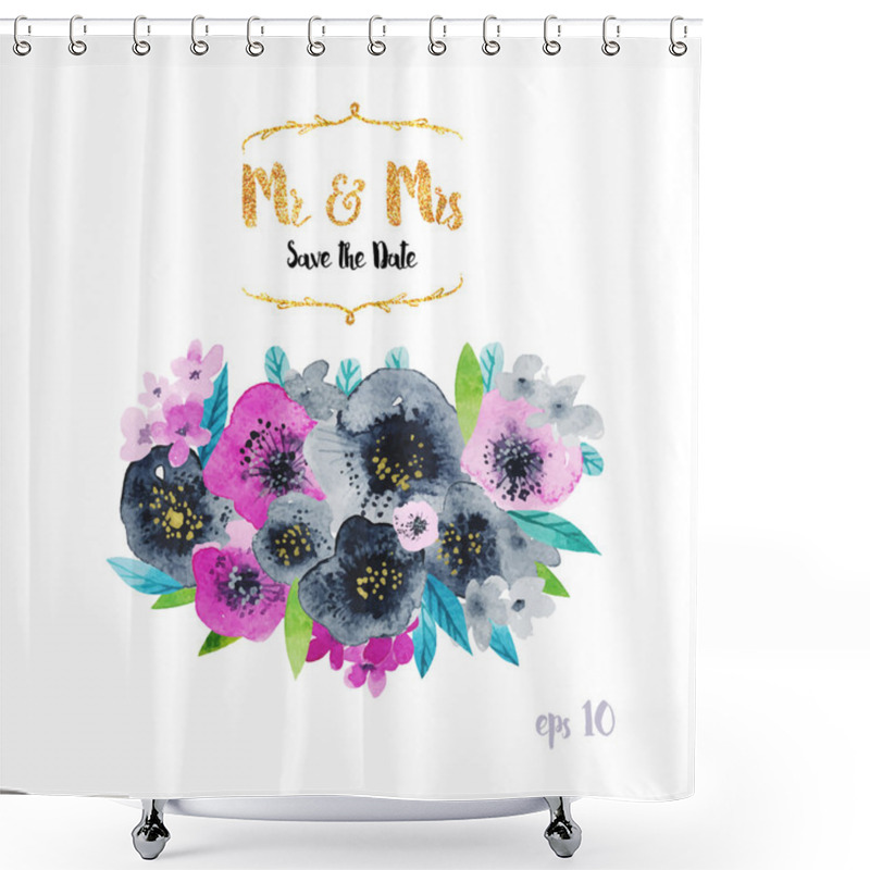 Personality  Floral Wedding Card Shower Curtains