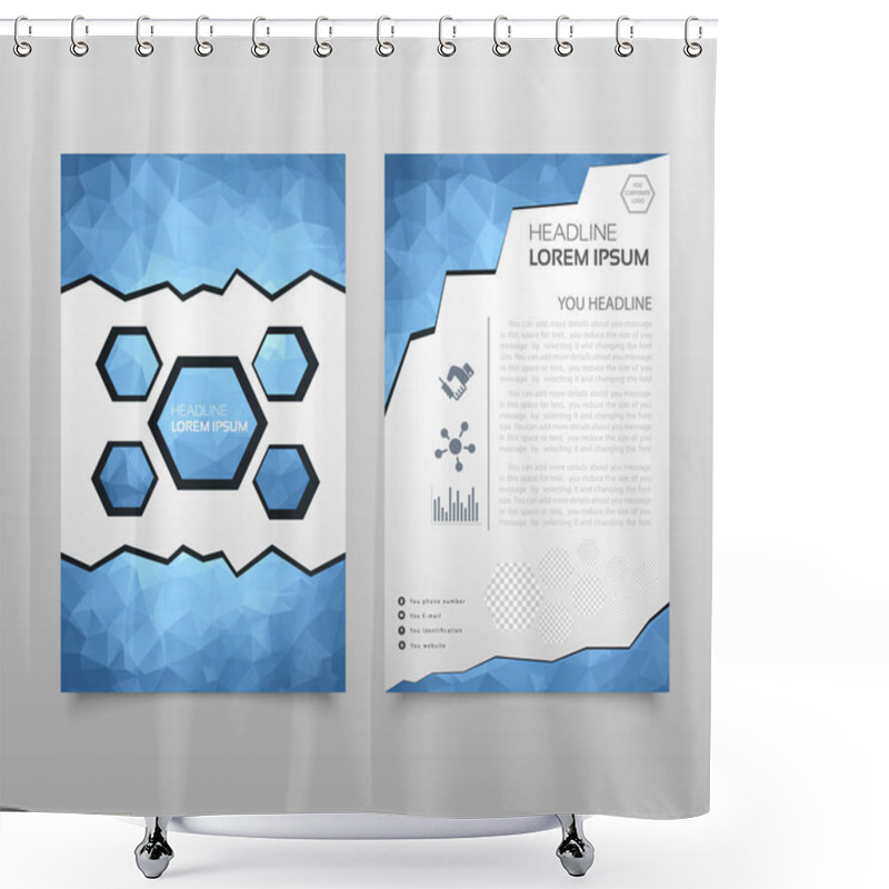 Personality  Business Vector. Brochure Template Layout, Cover Design Annual Report, Magazine, Flyer In A4 With Red Flying Triangles, Square, Circles, Flower, Polygons For Science, Teamwork. Abstract Shower Curtains