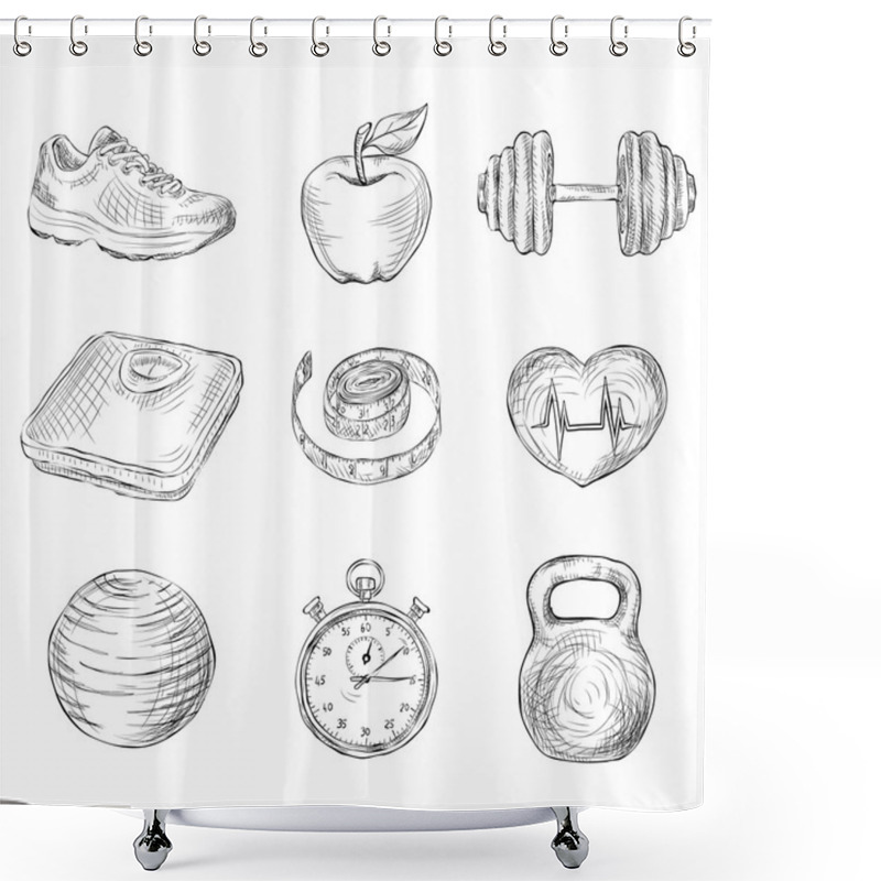 Personality  Fitness Sketch Icons Shower Curtains