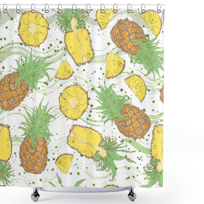 Personality  Pineapple Seamless Pattern Shower Curtains