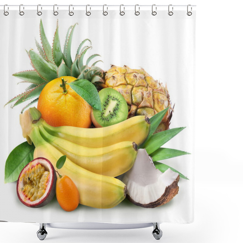 Personality  Exotic Fruits On A White Background. Shower Curtains