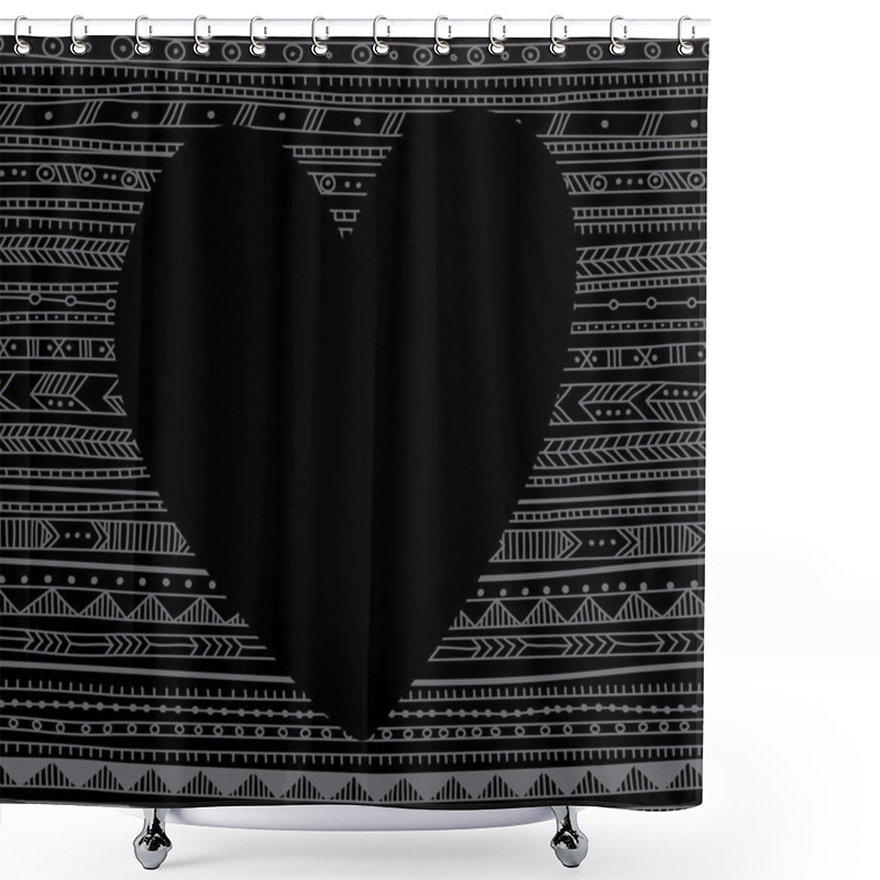 Personality  Black Heart On The Ethnic Tribal Style Background Shower Curtains