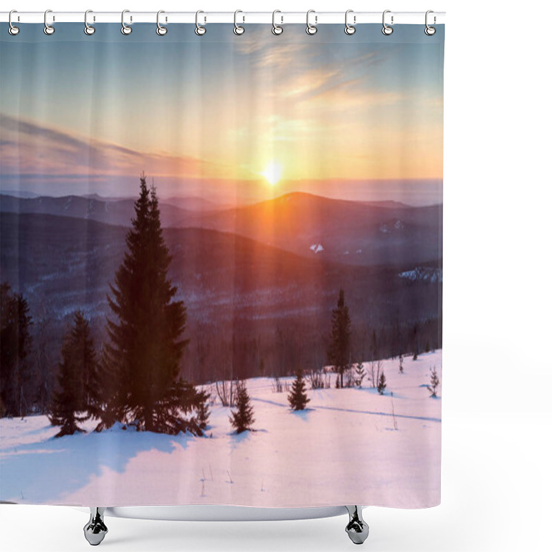 Personality  Winter In The Mountains Shower Curtains