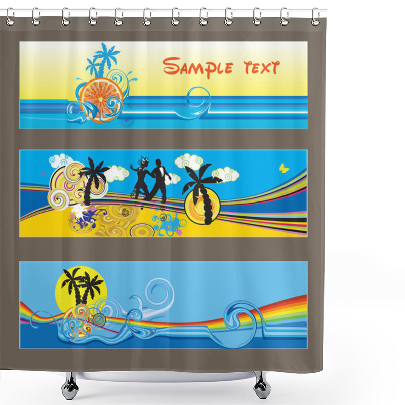 Personality  Three Vector Tropical Cards Shower Curtains