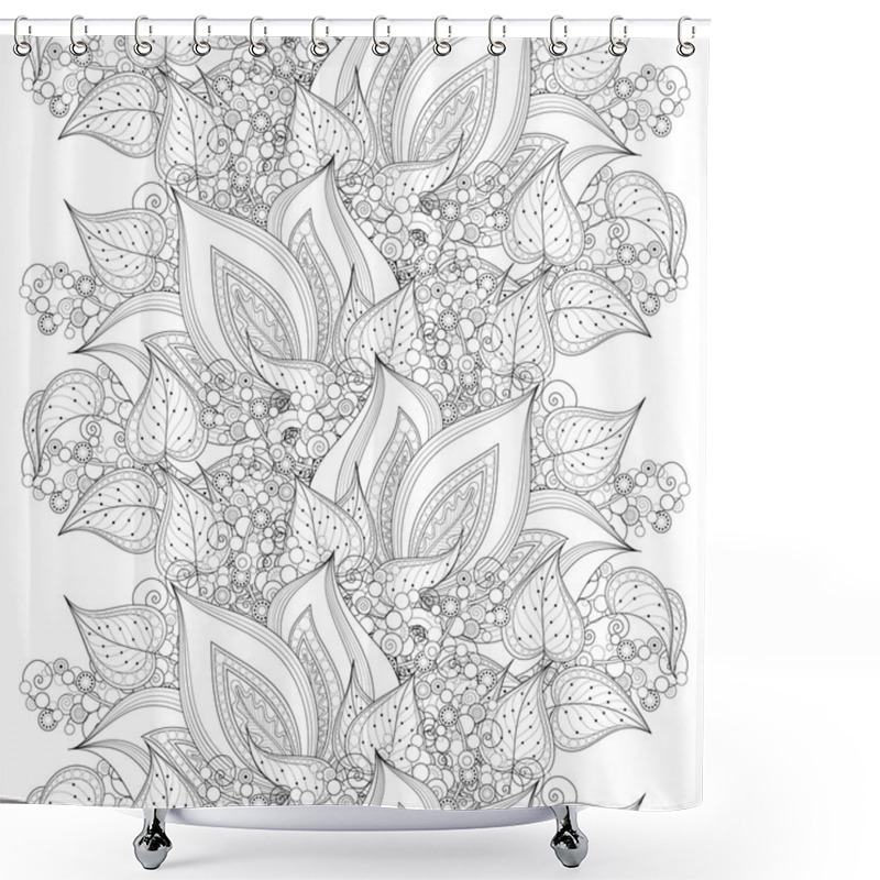 Personality  Seamless Monochrome Floral Pattern Shower Curtains