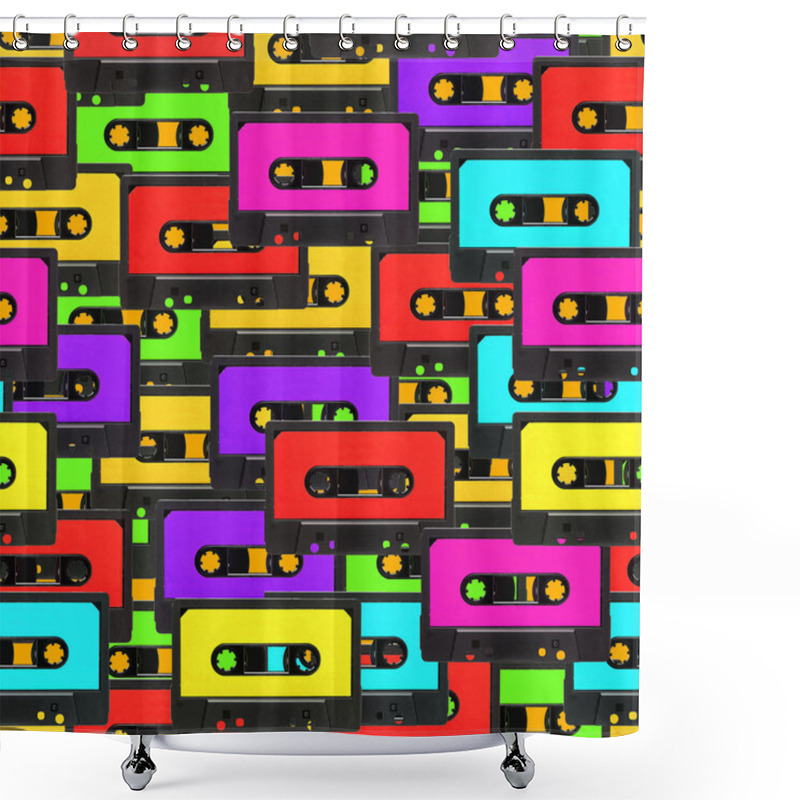 Personality  Seamless Audio Tape Background Shower Curtains