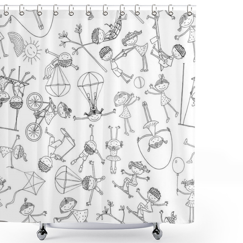 Personality  Pattern Of The Playful Children Shower Curtains