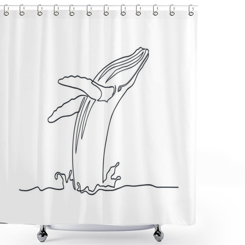 Personality  Breaching Humpback Whale Line Art Shower Curtains