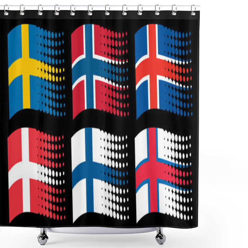 Personality  Scandinavian Flags Shower Curtains