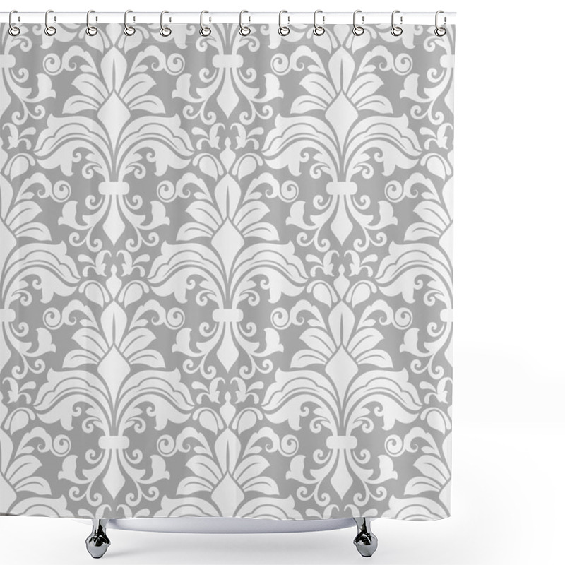 Personality  Seamless White And Grey Floral Background. Shower Curtains