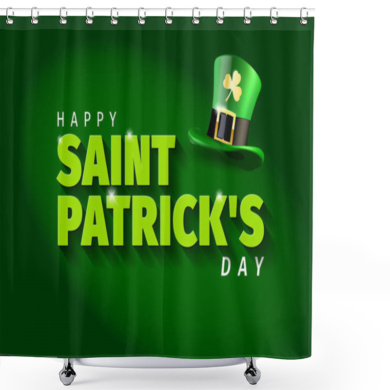 Personality  Green Background With Green Hat And Lettering St. Patricks Day - Vector Illustration Shower Curtains