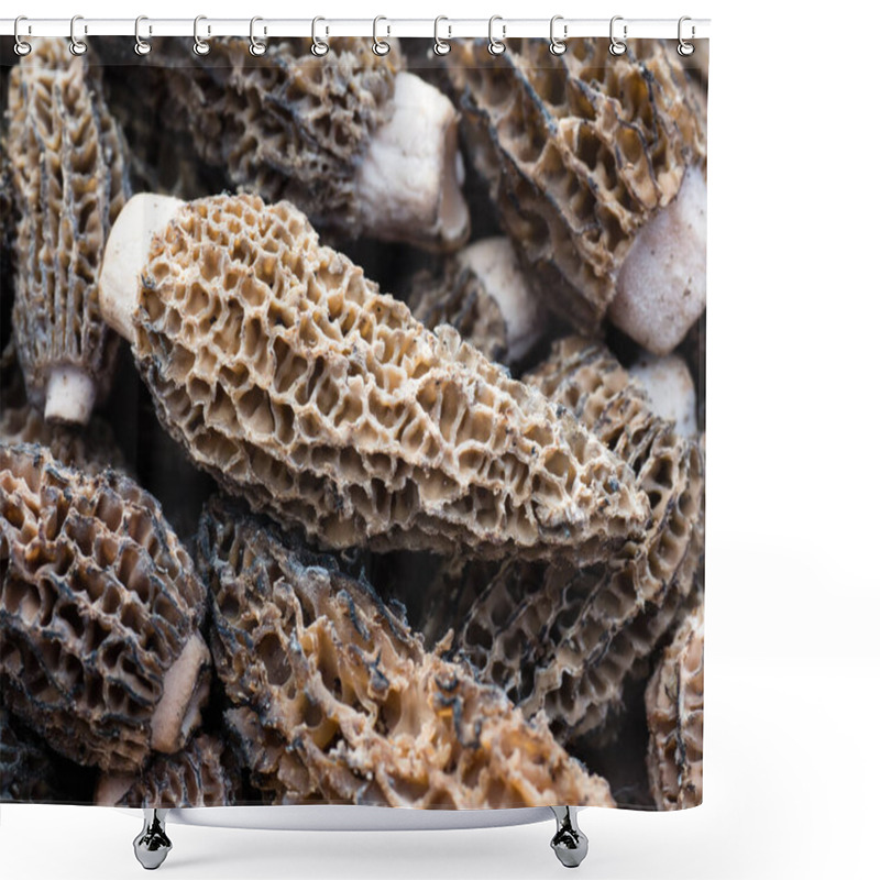 Personality  Close Up Shot Of Morel Mushrooms Shower Curtains