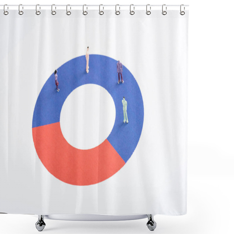 Personality  High Angle View Of People Figures On Red And Blue Round Diagram Isolated On White, Concept Of Disparity Shower Curtains