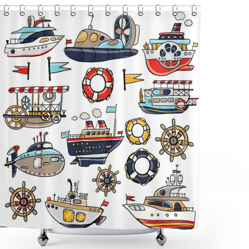 Personality  Set Of Water Transport Elements Shower Curtains