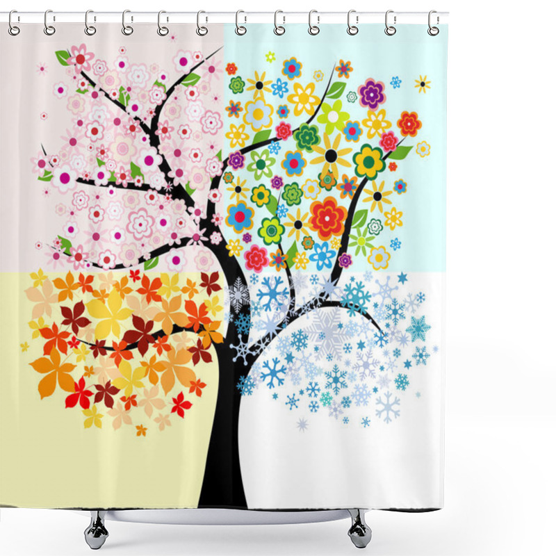 Personality  Four Season Tree Shower Curtains