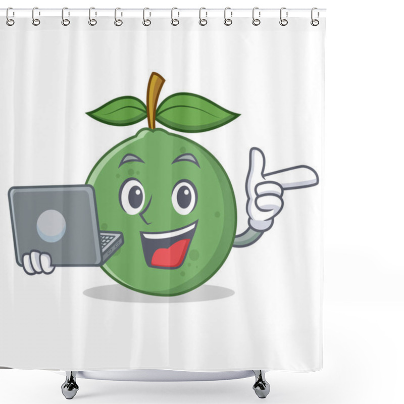 Personality  With Laptop Guava Character Cartoon Style Shower Curtains