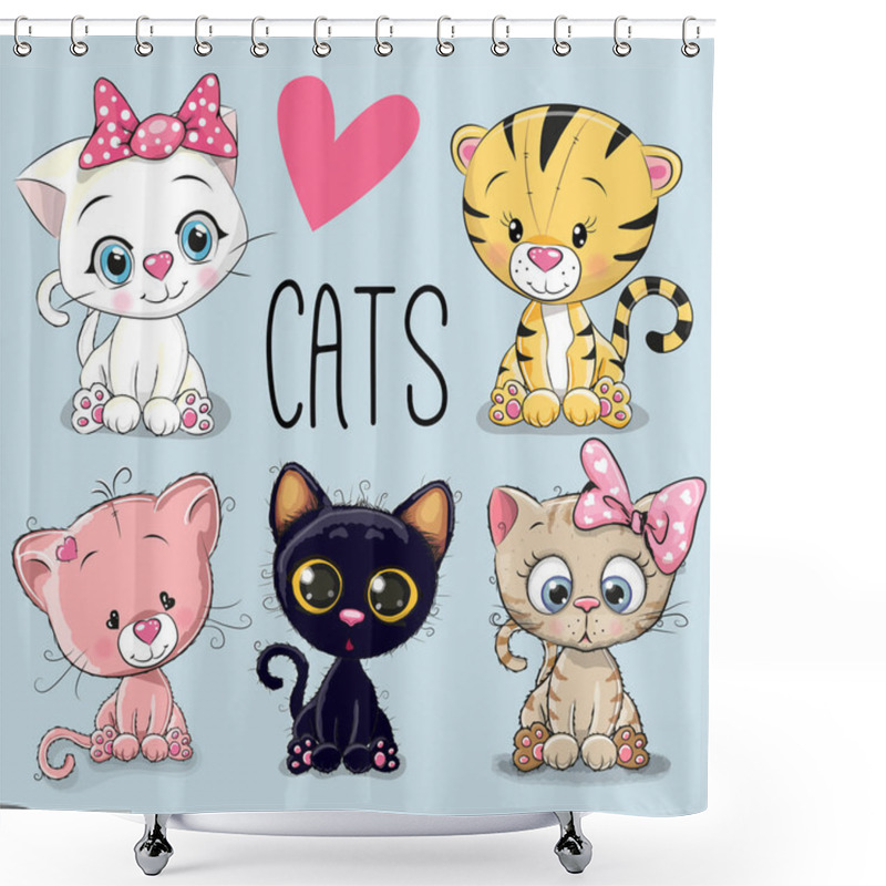 Personality  Set Of Cute Cats Shower Curtains