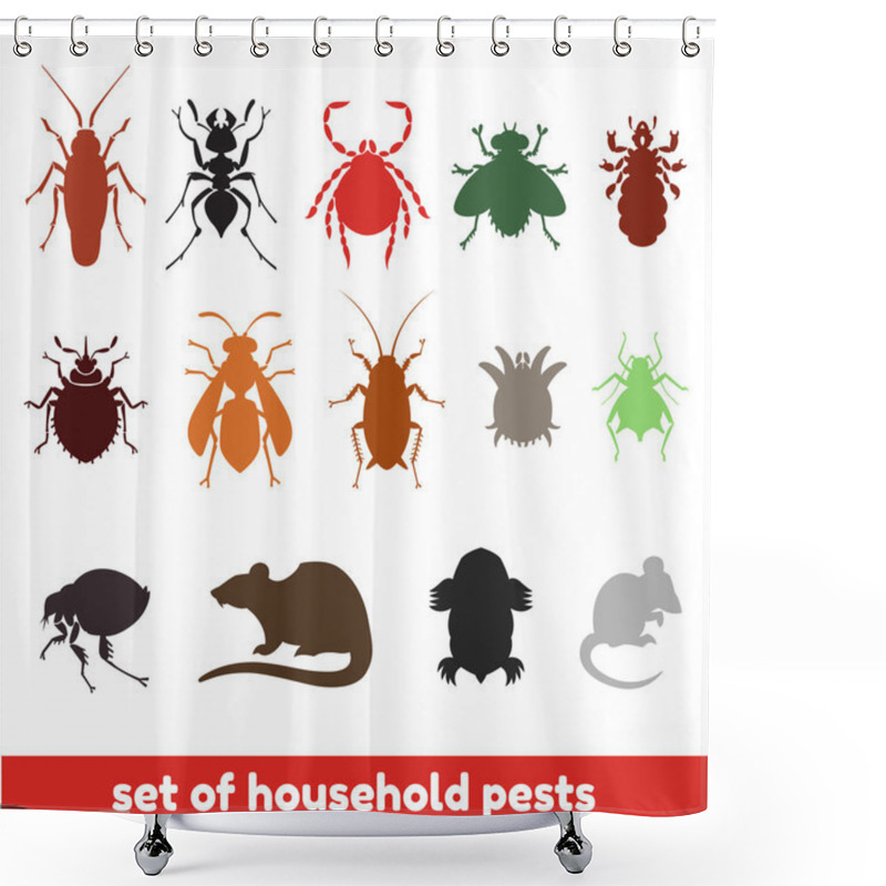 Personality  Set Of Household Pests In Pure Style Shower Curtains