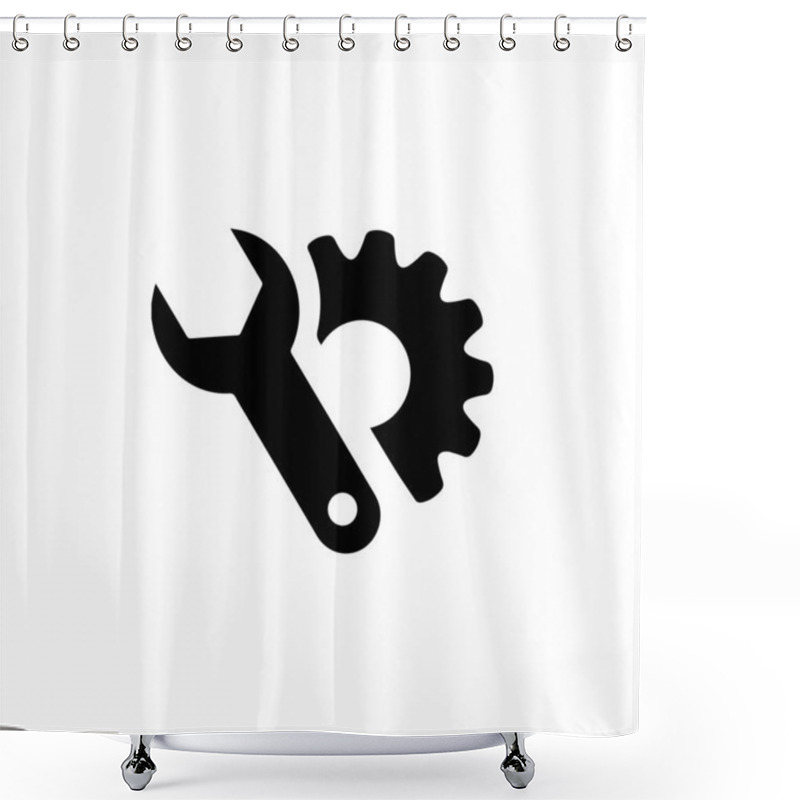 Personality  Wrench And Gear Icon For Tools And Repair Vector Shower Curtains