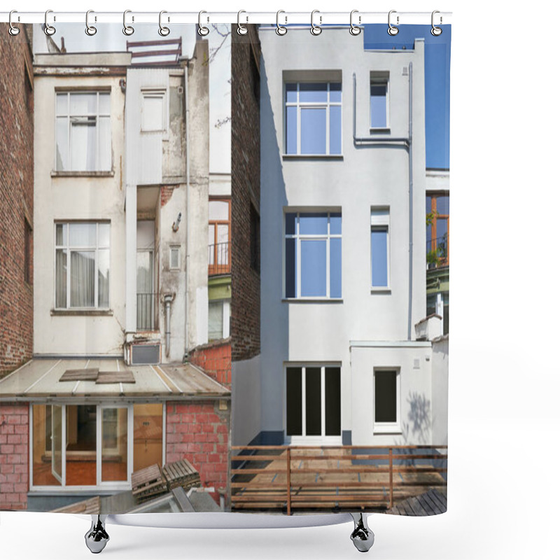 Personality  Construction Of A New Facade In Courtyard  From Old House Before And After Shower Curtains