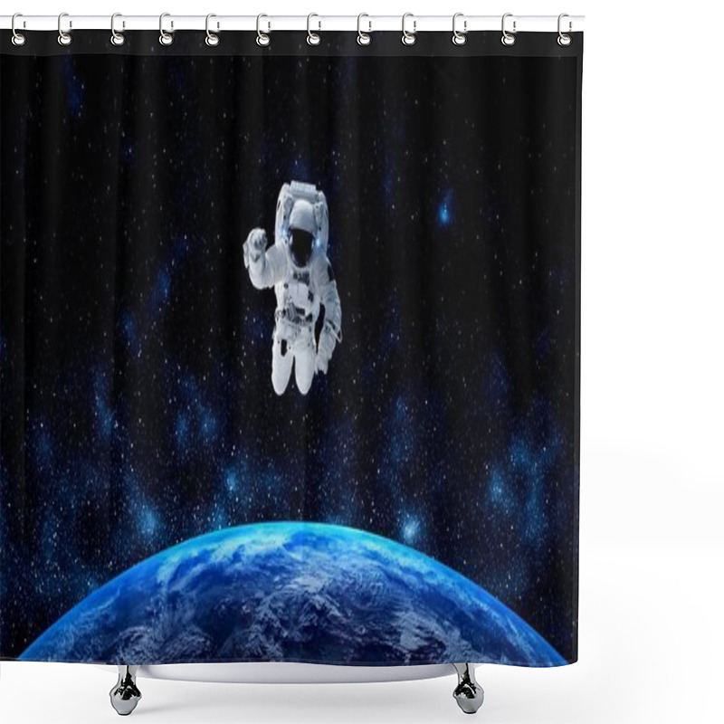 Personality  Astronaut Spaceman Do Spacewalk While Working For Spaceflight Mission Shower Curtains